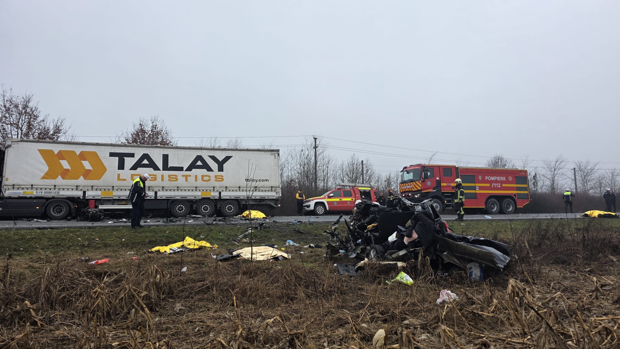 Primele imagini de la accidentul cu șapte morți de la Lugojel, în Timiș
