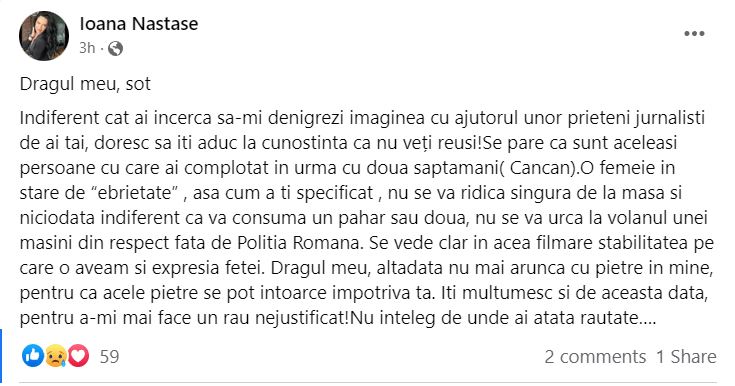 Ioana Simion reacționează după ce s-a zis că a băut prea mult. Îl acuză pe Ilie Năstase că o denigrează: „Mi-ai făcut un rău nejustificat”
