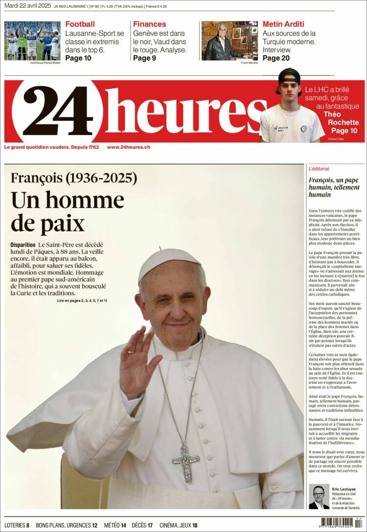 Titluri uriașe și imagini emoționante: cum au anunțat marile ziare ale lumii moartea Papei Francisc