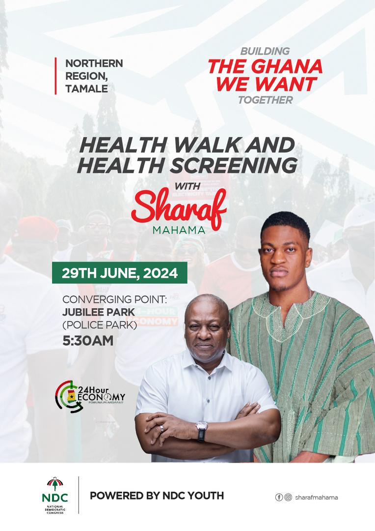 Sharaf Mahama holds health screening and walk in Tamale on June 29