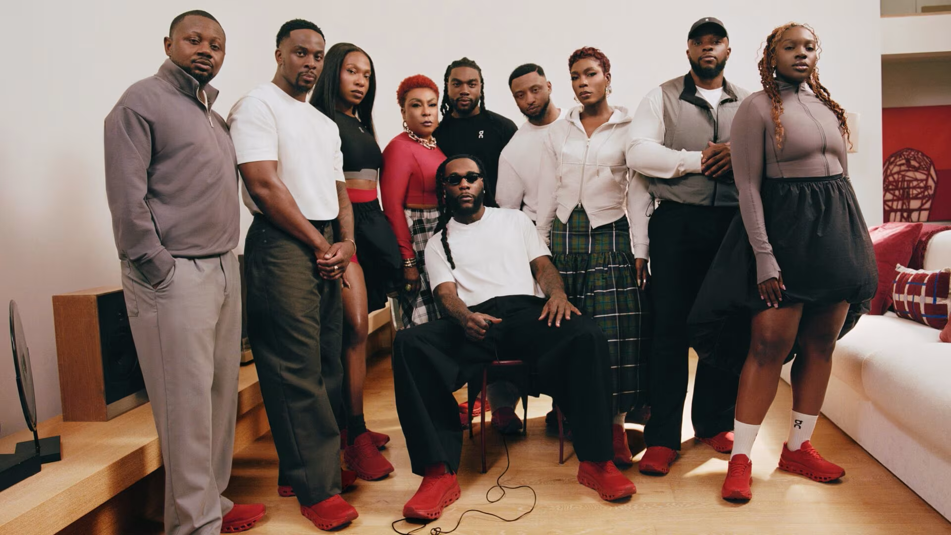 Grammy-winning Nigerian artist Burna Boy models footwear from his first collection with Swiss sportswear company On. [On]