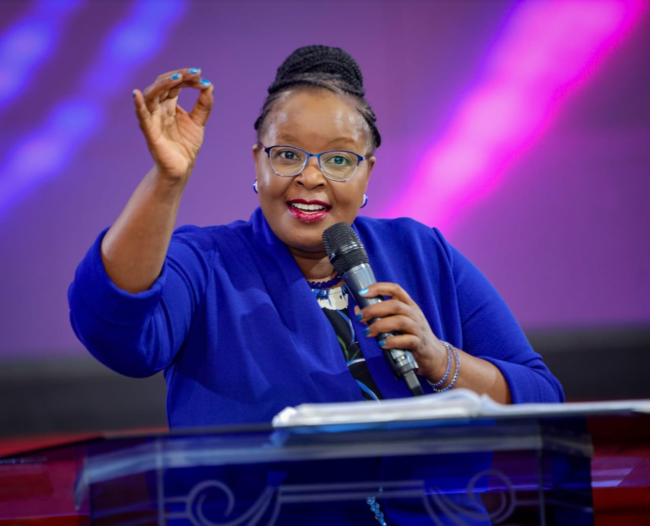 Bishop Margaret Wanjiru speaking during a past service