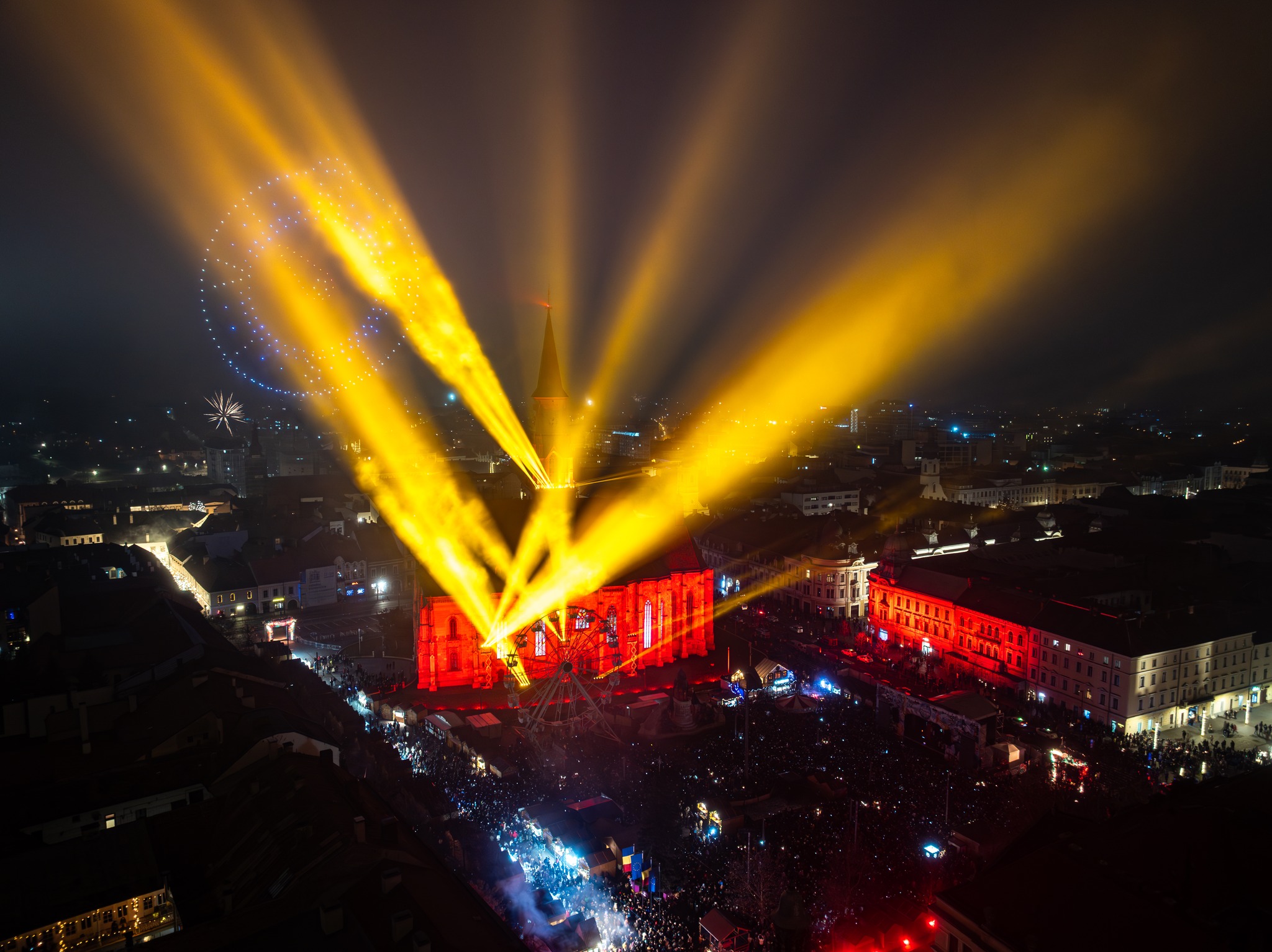 Cum a arătat spectacolul cu drone de la Cluj din noaptea dintre ani