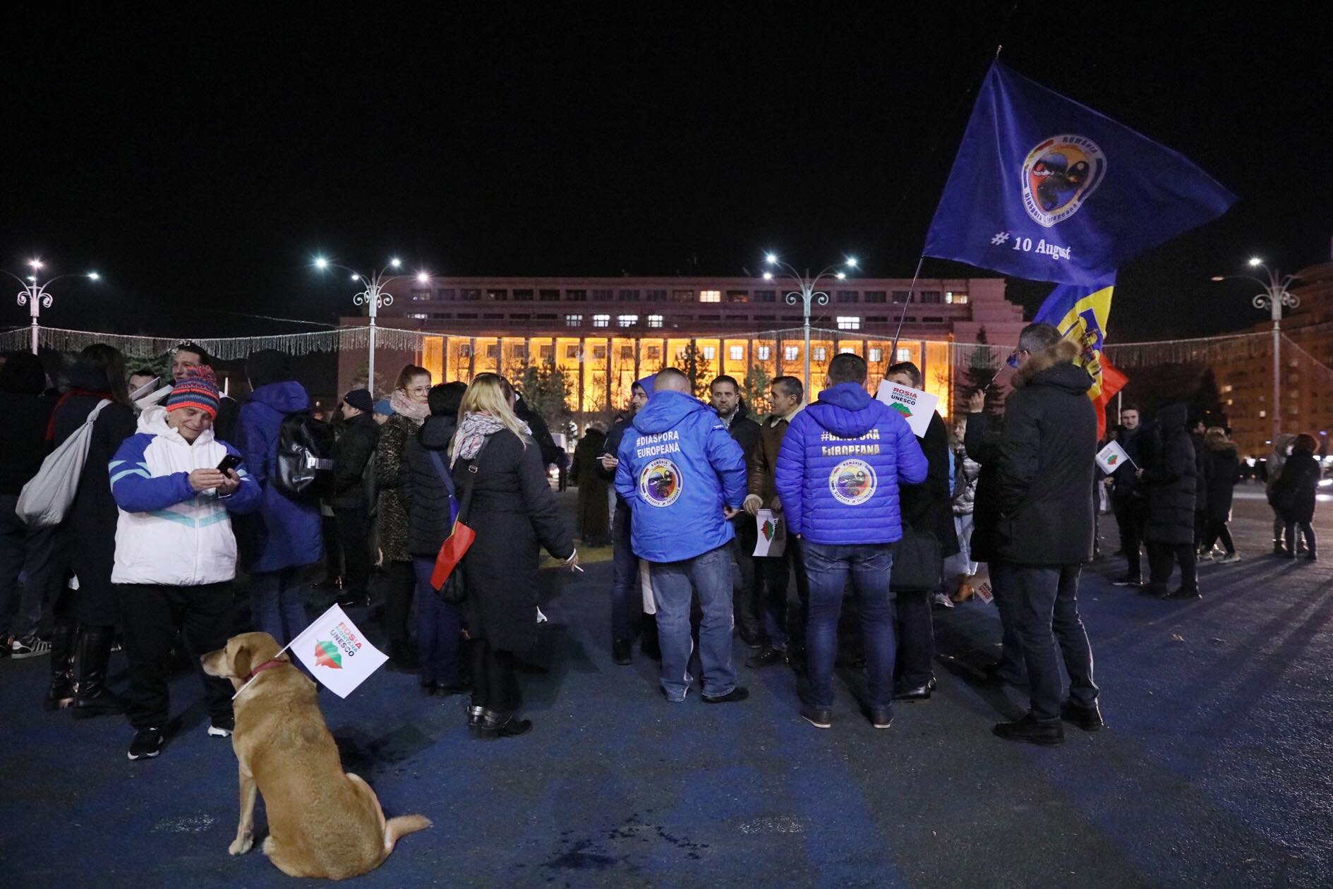 Protest în fața Guvernului: ”Uniți salvăm Roșia Montană!”. Ce le-a spus Ludovic Orban