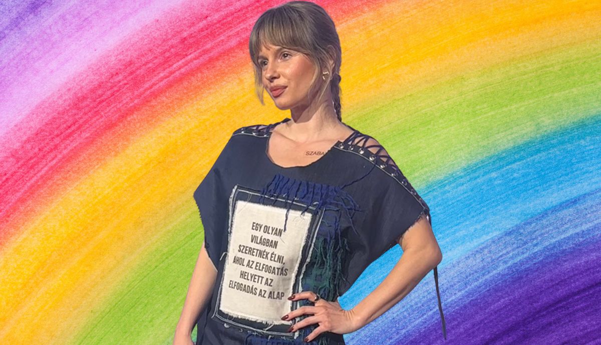 Marge fontos üzenetekkel érkezett a ruháján a GLAMOUR Women of the Year gálára. A ruhát Szarvas Valentin divattervező készítette