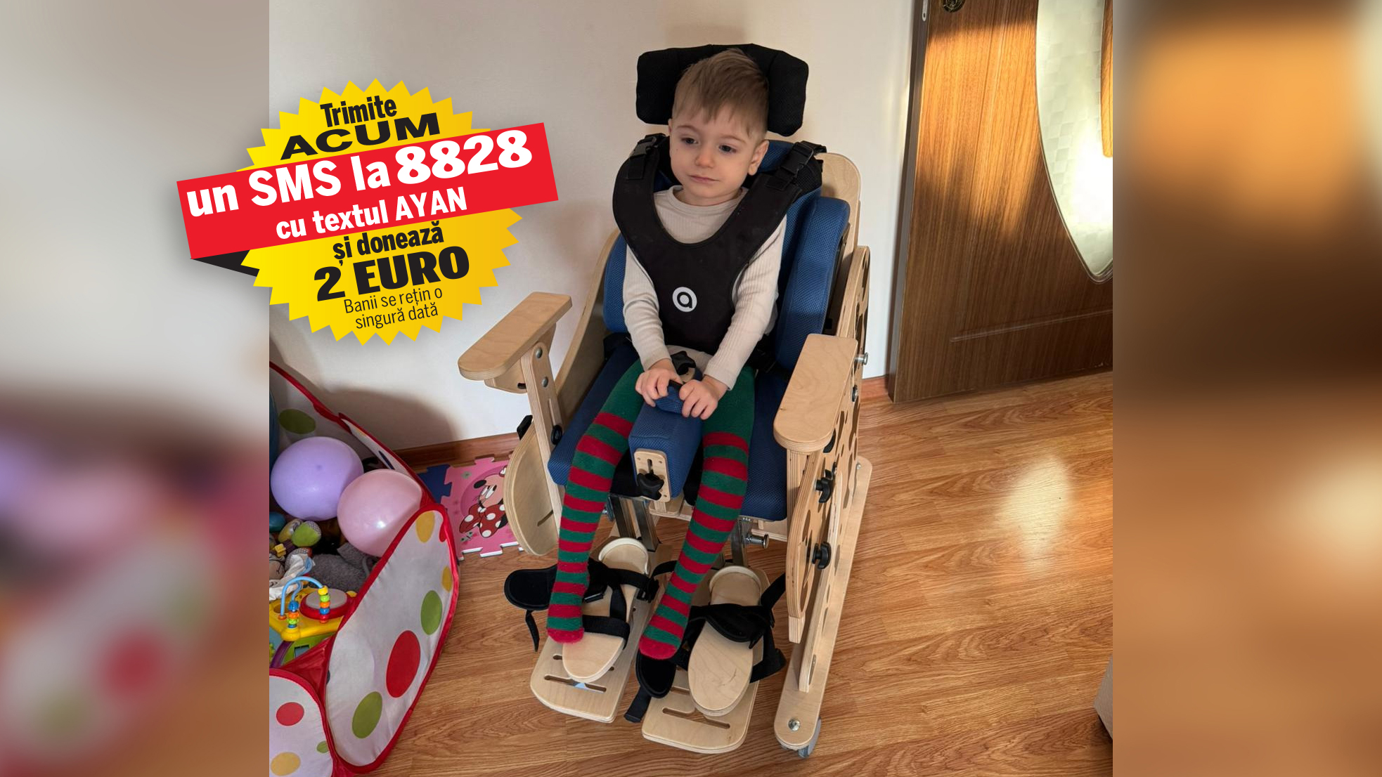 Ayan, care suferă de o boală genetică rară, poate fi tratat în Slovacia. Băiețelul de patru ani are nevoie de 7.000 de euro pentru transplantul cu celule stem, recomandat de specialiști