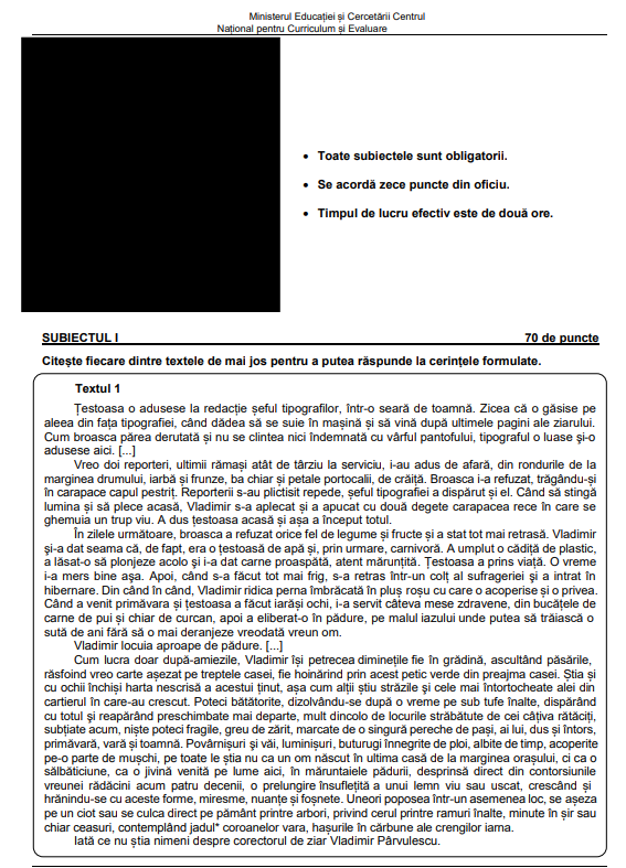 Subiectele la Limba Română, de la Evaluarea Națională 2026, postate pe grupurile de părinți, în prima oră de examen