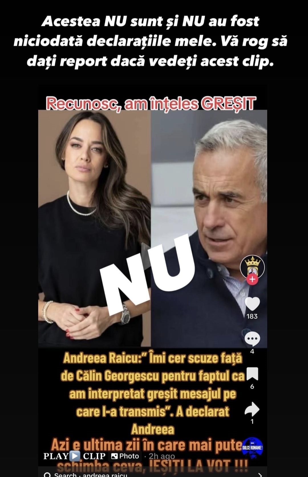 Andreea Raicu, victima campaniei de pe TikTok a lui Călin Georgescu. Vedeta a reacționat dur: „Nu voi susține acest candidat”
