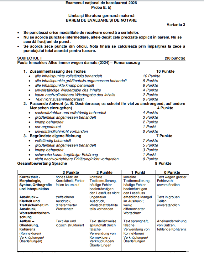 Ce subiecte au avut de rezolvat elevii la proba la Limba maternă la BAC 2026, sesiunea de toamnă