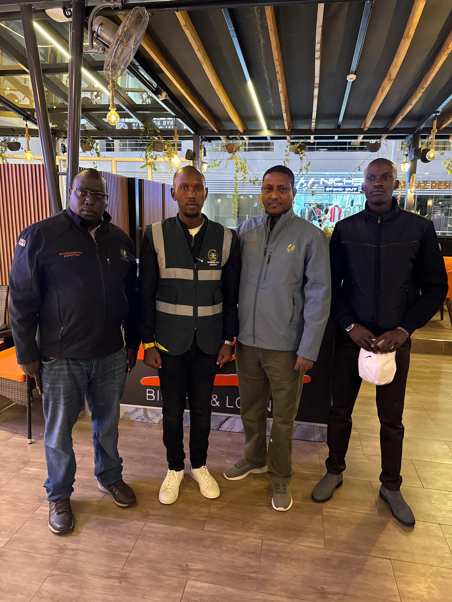 Nairobi Chief Environment Officer Geoffrey Mosiria and NEMA officials enforcing the orders to shutdown a club in Kilimani