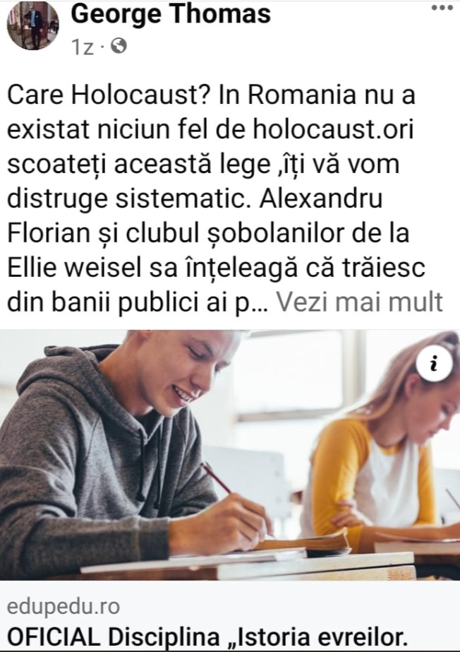 Antisemitism feroce, rămas nesancționat. Autoritățile române n-au reușit să-l identifice pe autorul unor postări prin care evreii sunt numiți „cancerul lumii”