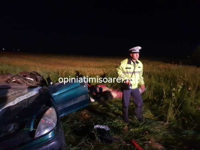 Accident extrem de grav pe o șosea în Timiș, cinci morți și un copil grav rănit. Mașina s-a rostogolit 50 de metri