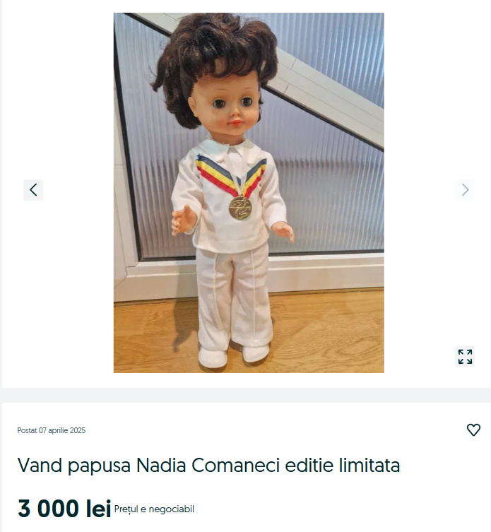 Păpușa inspirată de Nadia Comăneci, vândută la prețuri uriașe după aproape 50 de ani. Cât costă jucăria în prezent