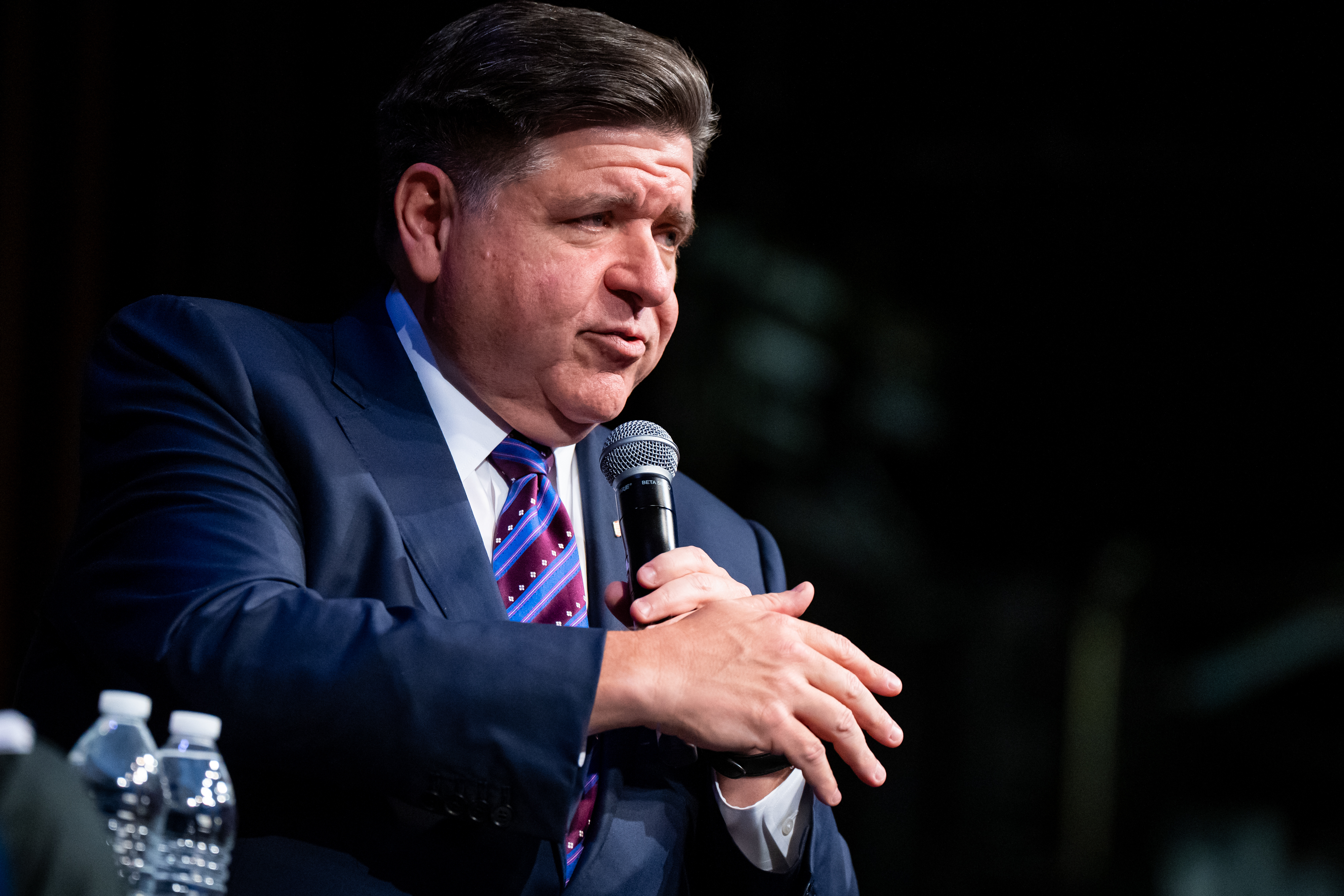 Illinois Gov. JB Pritzker speaks at the National Action Network Convention in New York, April 9, 2026. 