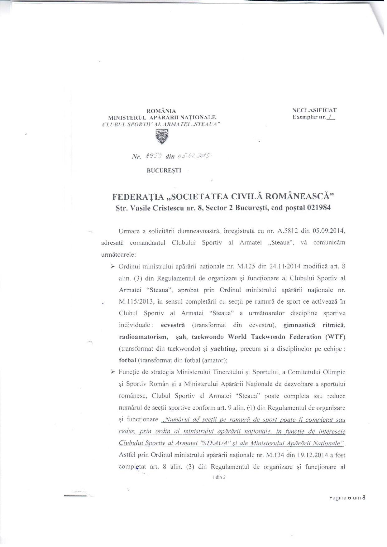 Președintele CSA Steaua ignoră ordinul ministrului Apărării