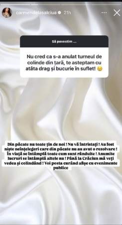 Carmen de la Sălciua, nevoită să își anuleze concertul de colinde. „În viață se întâmplă toate cum sunt rânduite”