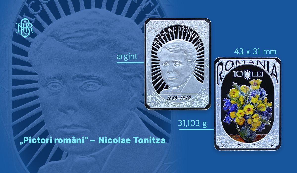 BNR lansează prima monedă dreptunghiulară din istoria sa, dedicată lui Nicolae Tonitza. Costă de 115 ori mai mult decât valoarea ei
