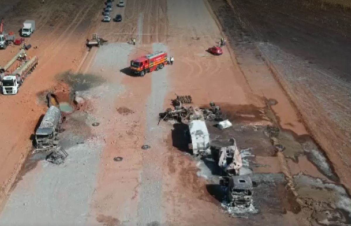 Imagini din dronă cu locul unde a avut loc explozia de pe șantierul Autostrăzii Moldovei