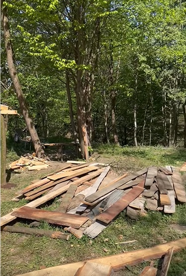 Cum arată cabana din pădure a Mihaelei Bilic după ce i-a pus acoperișul. Și-a amenajat și curtea, unde are hamac