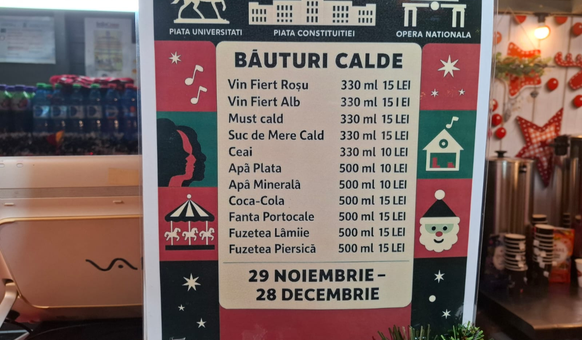 Cât costă o porție de fasole cu ciolan la Târgul de Crăciun din Piața Constituției (București). Are același preț ca sărmăluțele cu mămăliguță