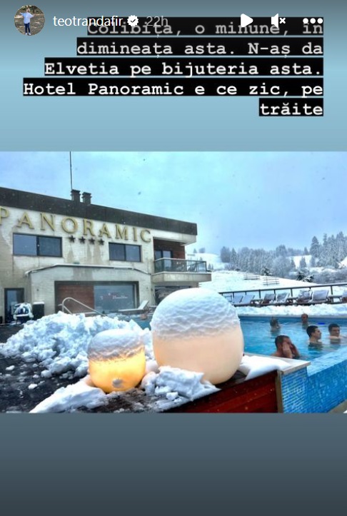 Unde a plecat Teo Trandafir în vacanță. A pozat și peisajul înzăpezit: „N-aș da Elveția pe bijuteria asta”