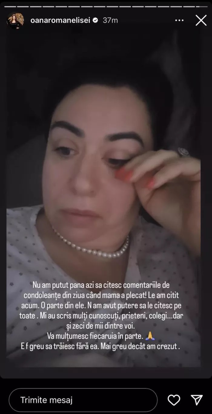 Oana Roman, în lacrimi pe Instagram. Anunțul făcut la o lună de la moartea mamei sale: „Mai greu decât am crezut”