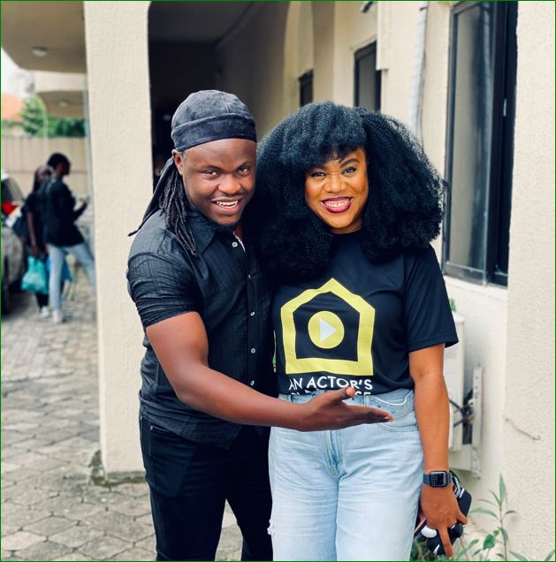 Valentino poses with Actress Stella Damasas in Lagos