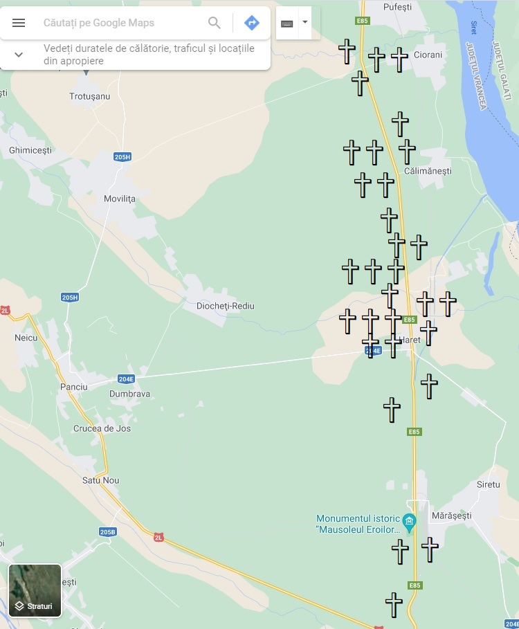 Drumul crucilor. Sunt 564 de cruci pe DN2 între București și Bacău, mai multe decât cele 550 de borne kilometrice dus-întors