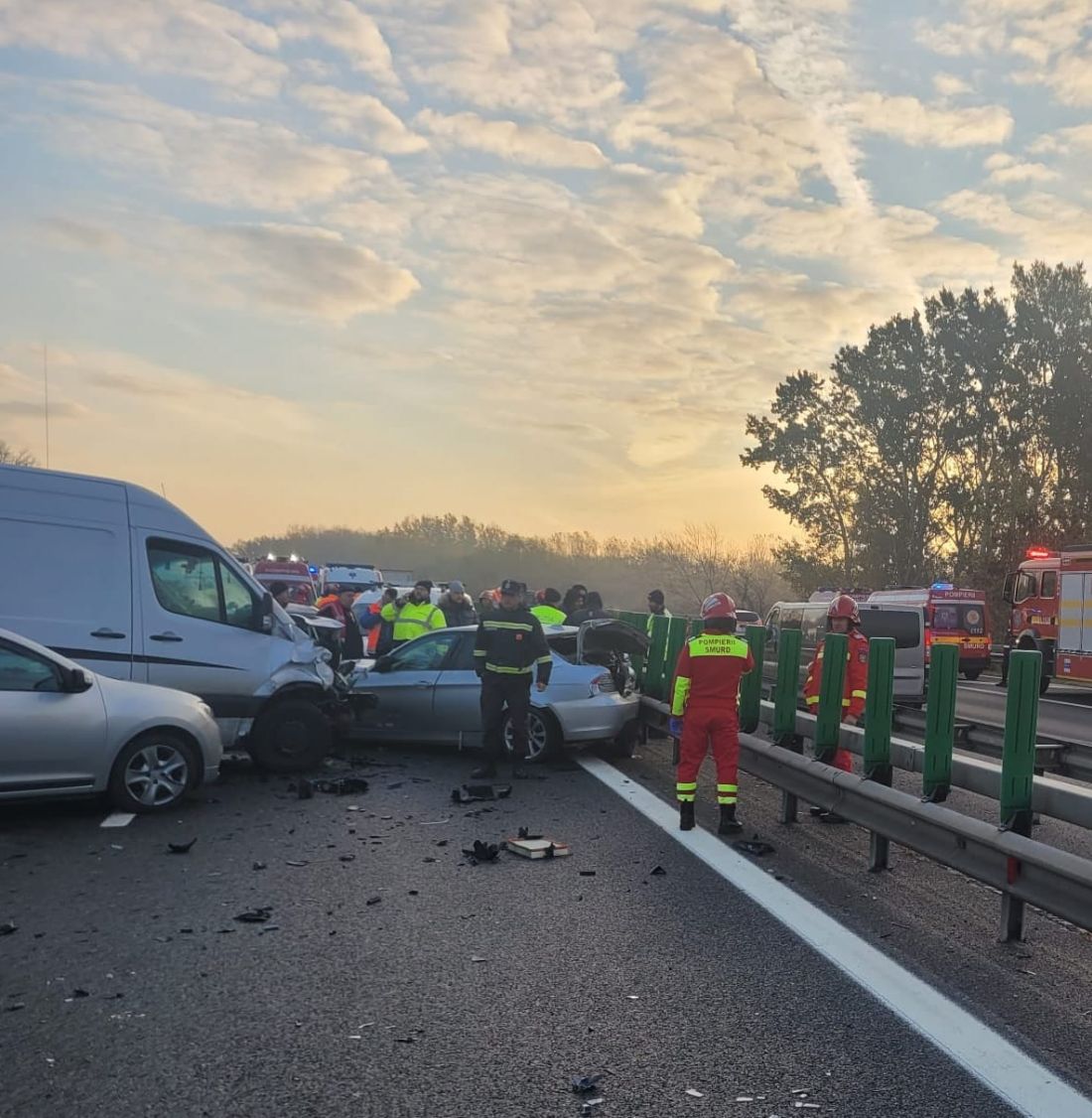 Accident cu 11 mașini pe autostrada A3, lângă Ploiești. Traficul continuă să fie blocat