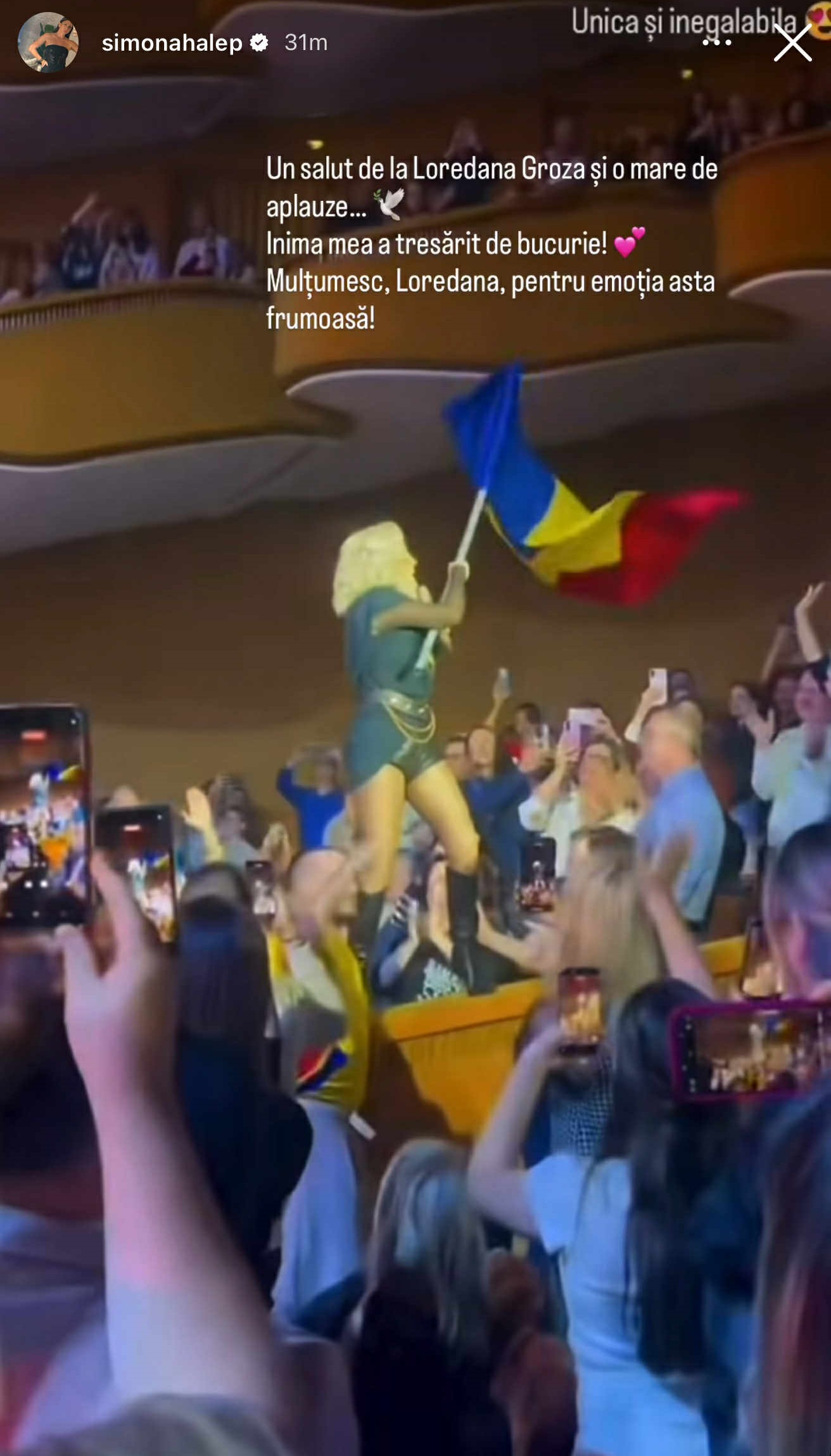 Ce s-a întâmplat cu Simona Halep la concertul Loredanei Groza: „Marea campioană a României”. Întâlnirea din culise dintre cele două