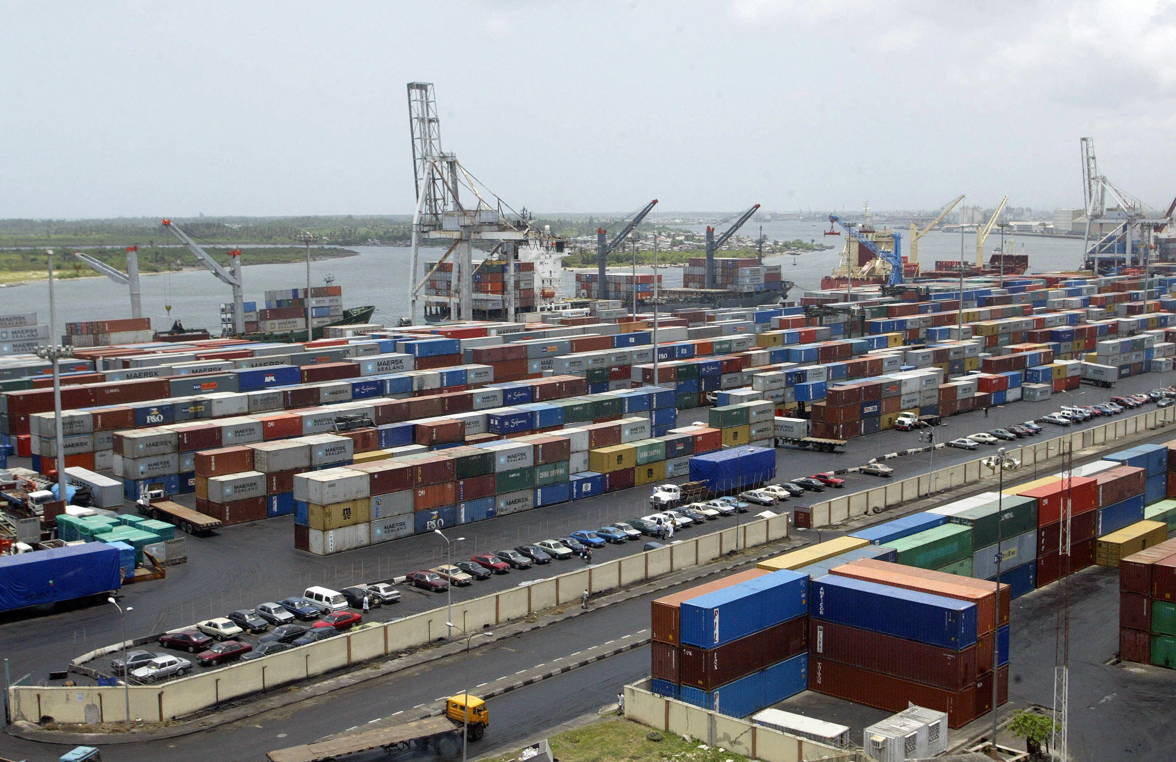  A file photo taken on April 12, 2005 shows the Apapa Terminal parked full with containers in the main Nigerian seaport in Lagos. [Photo credit should read PIUS UTOMI EKPEI/AFP via Getty Images]