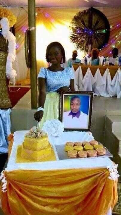 Lady marries photo of Groom who couldn’t attend wedding, says he's busy abroad