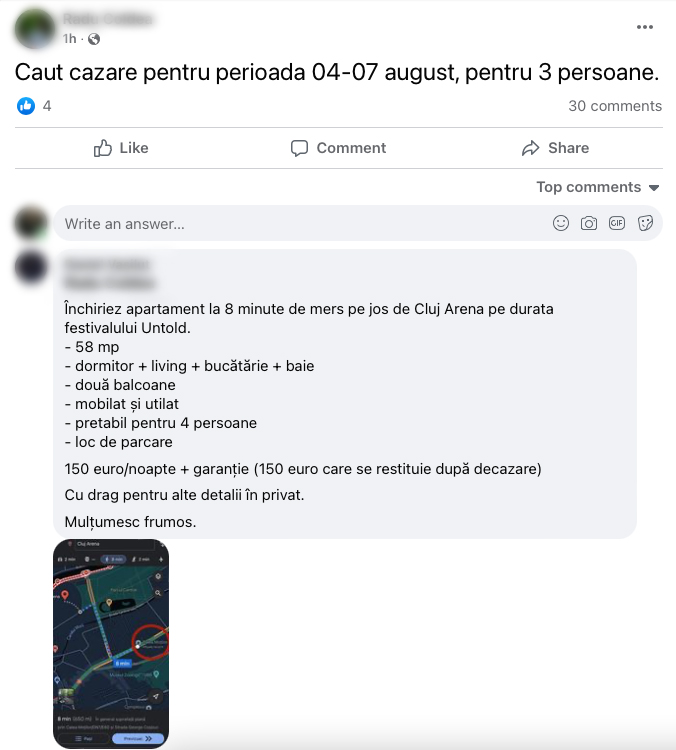 750 de euro pe noapte costă un apartament în Cluj, în perioada festivalului Untold. „Orașul nu are o capacitate atât de mare de cazare”
