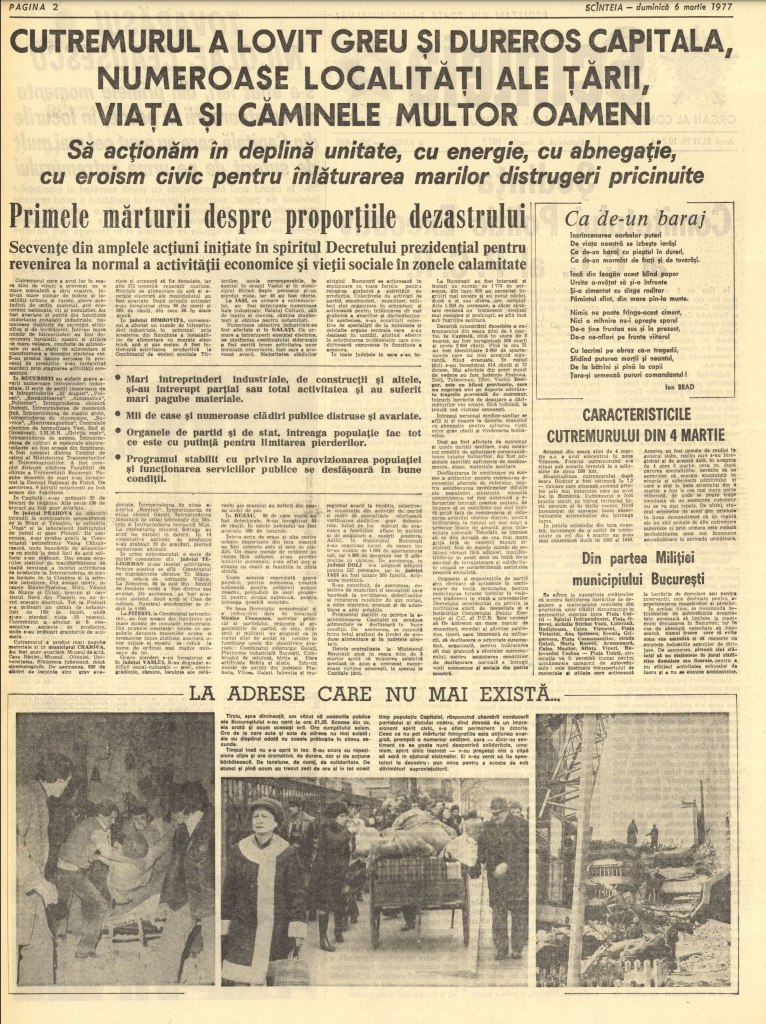 47 de ani de la cutremurul din 1977. Ce scria presa vremii despre cel mai distructiv seism de pe teritoriul României