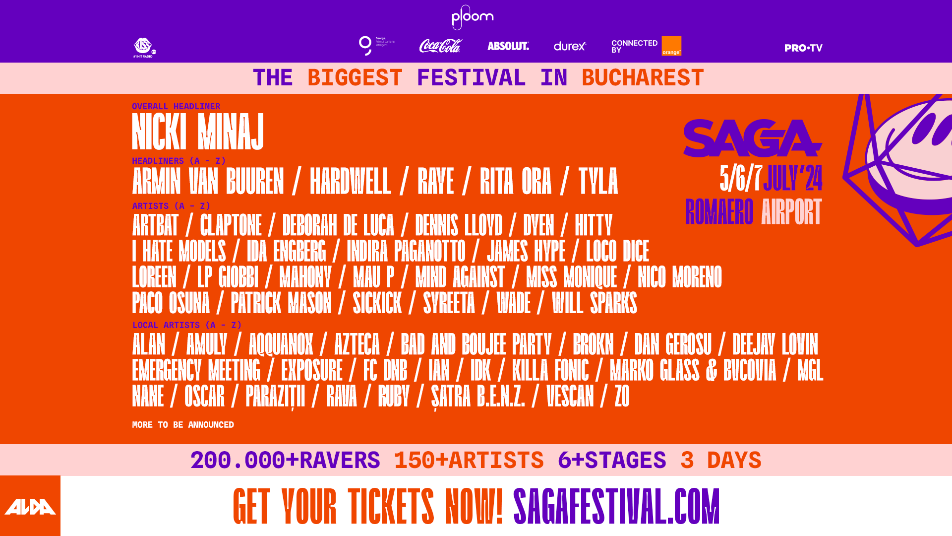 Programul pe zile la SAGA Festival 2024. Nicki Minaj urcă pe scenă duminică, 7 iulie