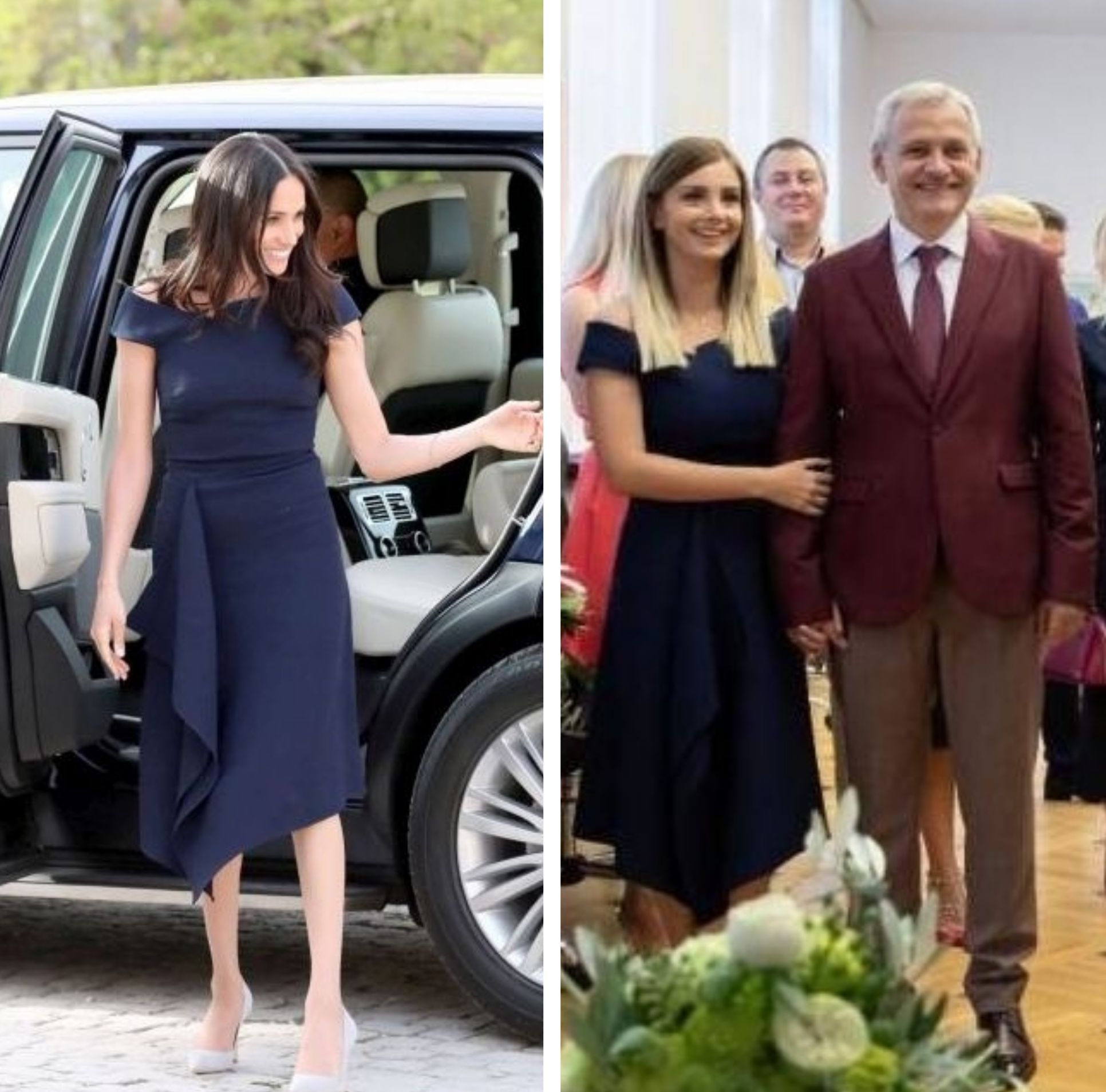 FOTO/ Irina Tănase, iubita lui Dragnea, ţinută ca a lui Meghan Markle. Rochia ducesei de Sussex costă 1.350 de lire