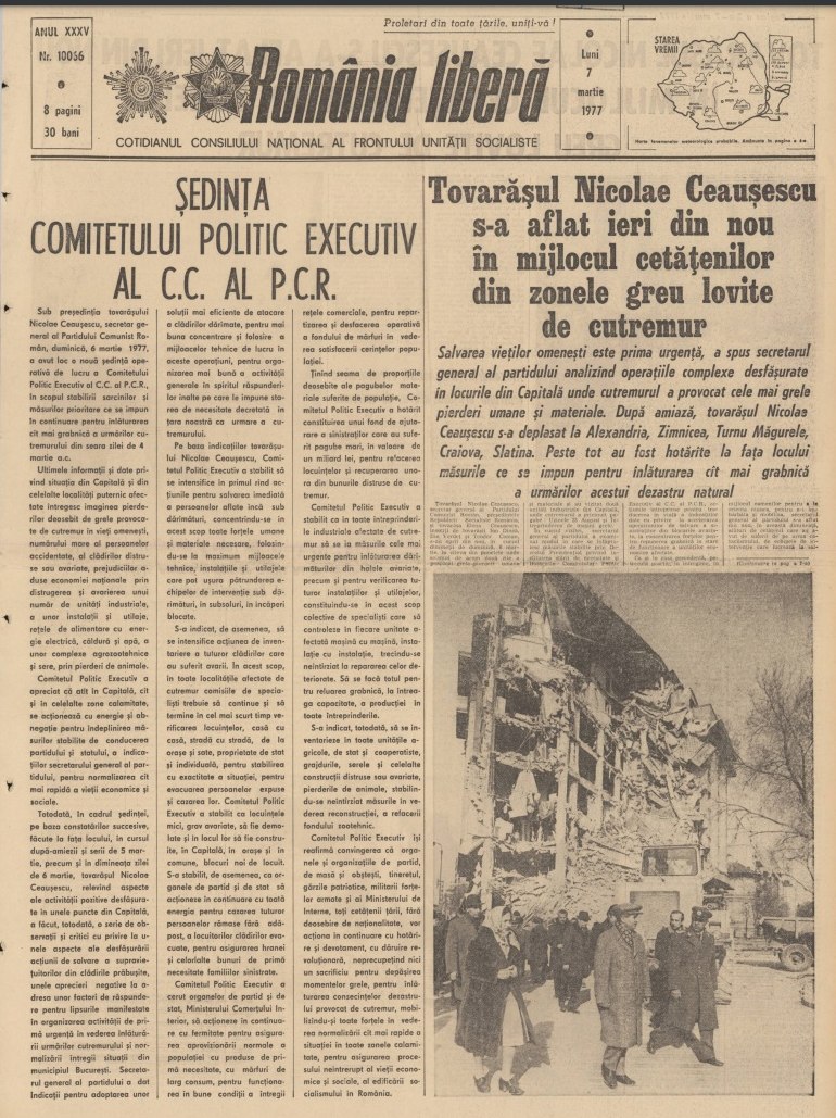47 de ani de la cutremurul din 1977. Ce scria presa vremii despre cel mai distructiv seism de pe teritoriul României