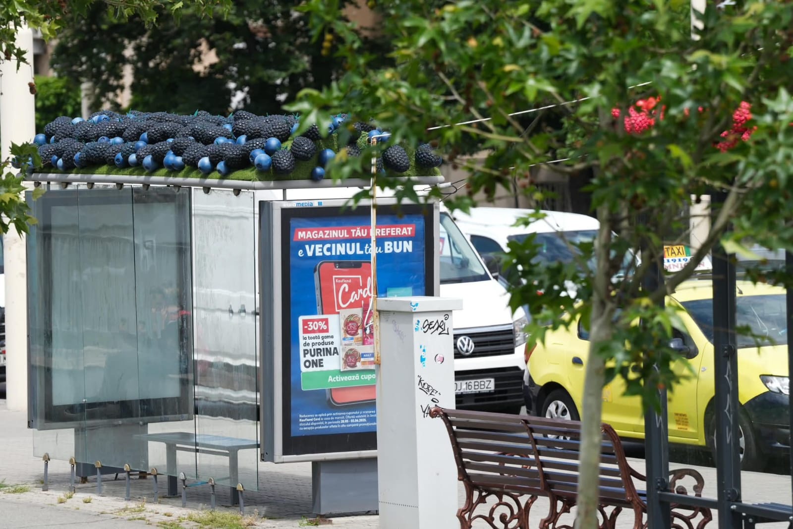 Stațiile de autobuz din Craiova, decorate cu recuzita rămasă de la Târgul de Paște: „Nu butaforie, kitsch”