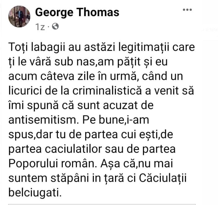 Antisemitism feroce, rămas nesancționat. Autoritățile române n-au reușit să-l identifice pe autorul unor postări prin care evreii sunt numiți „cancerul lumii”