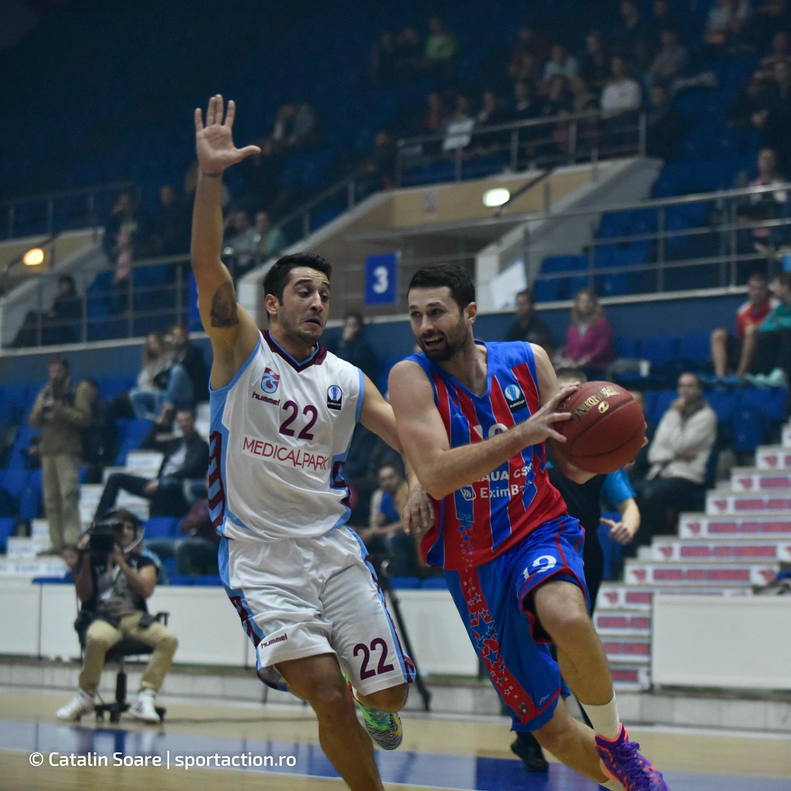 Eurocup: Steaua - Trabzonspor 76-71. ^Galeria boicoteză FCSB-ul, dar a făcut show la baschet