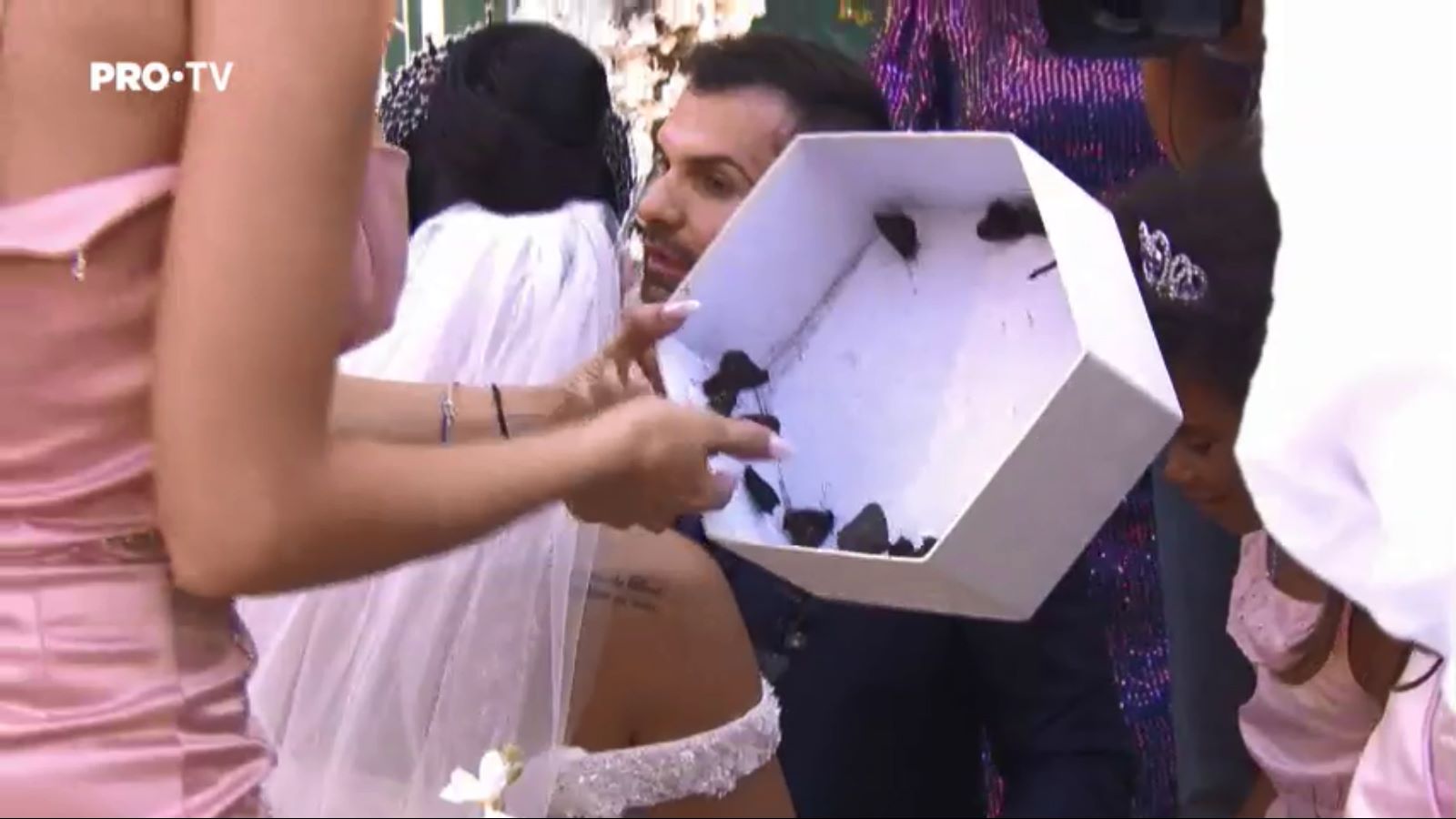 FOTO | Moment neplăcut la nunta Brigittei Sfăt cu Florin Pastramă. Au adus fluturi, dar le-au zburat direct în față