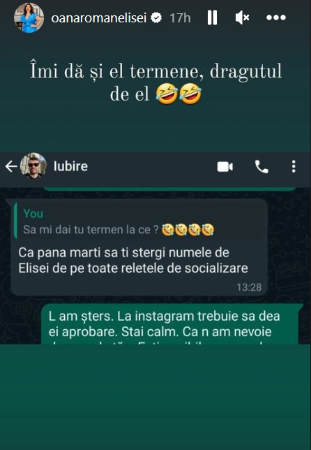 Ce mesaj a primit Oana Roman de la Marius Elisei. Vedeta a răbufnit: „Îmi dă și el termene, drăguțul de el”