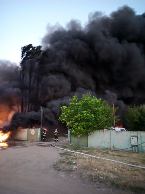 Mobilizare de forțe la incendiul de la Salonta. Zeci de pompieri se luptă cu flăcările de aproape 12 ore