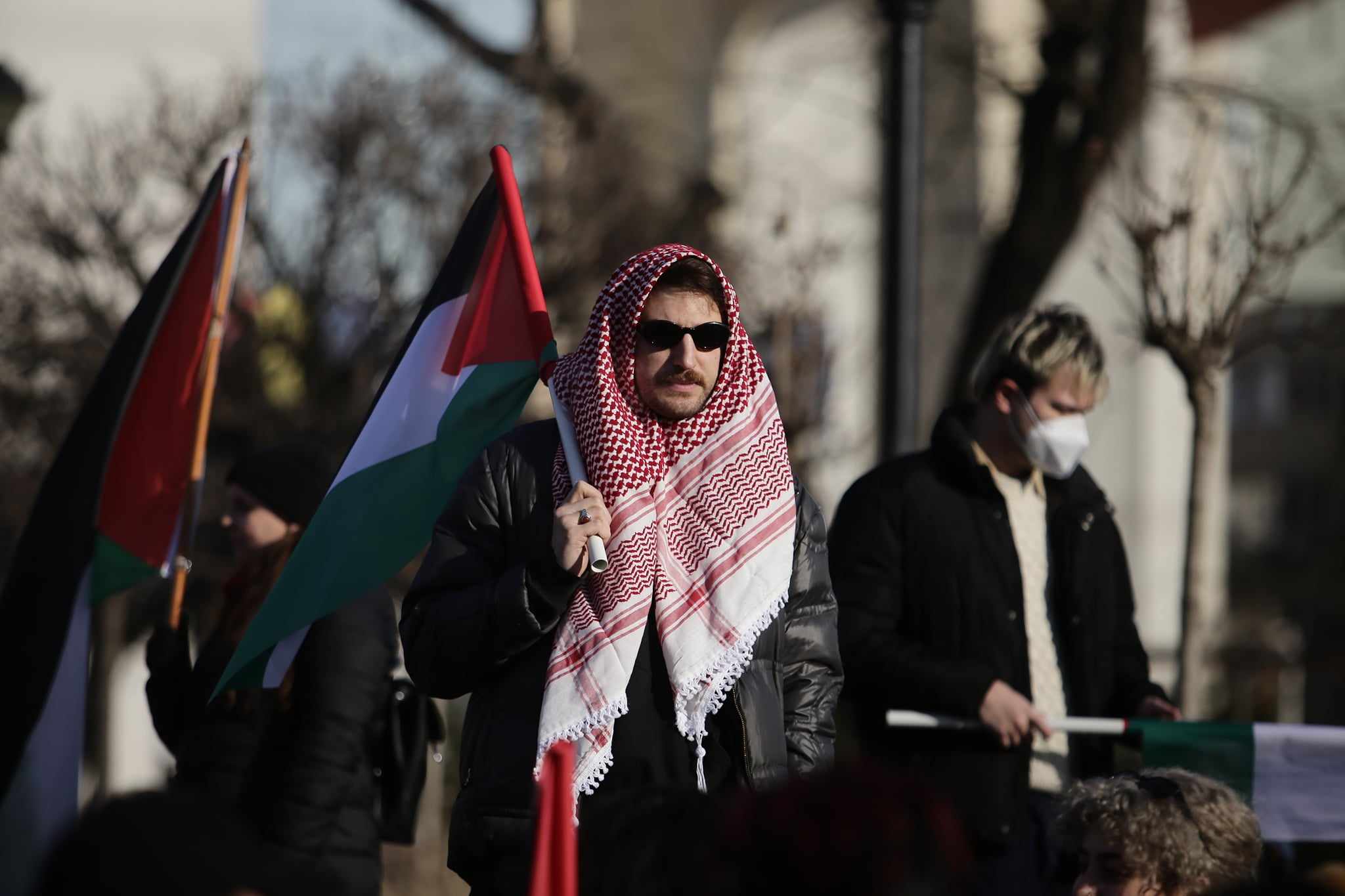 Manifestație pro-Palestina în București. Participanții au avut tobe şi fluiere, iar alţii au afişat pancarte: „Opriţi masacrul din Gaza”