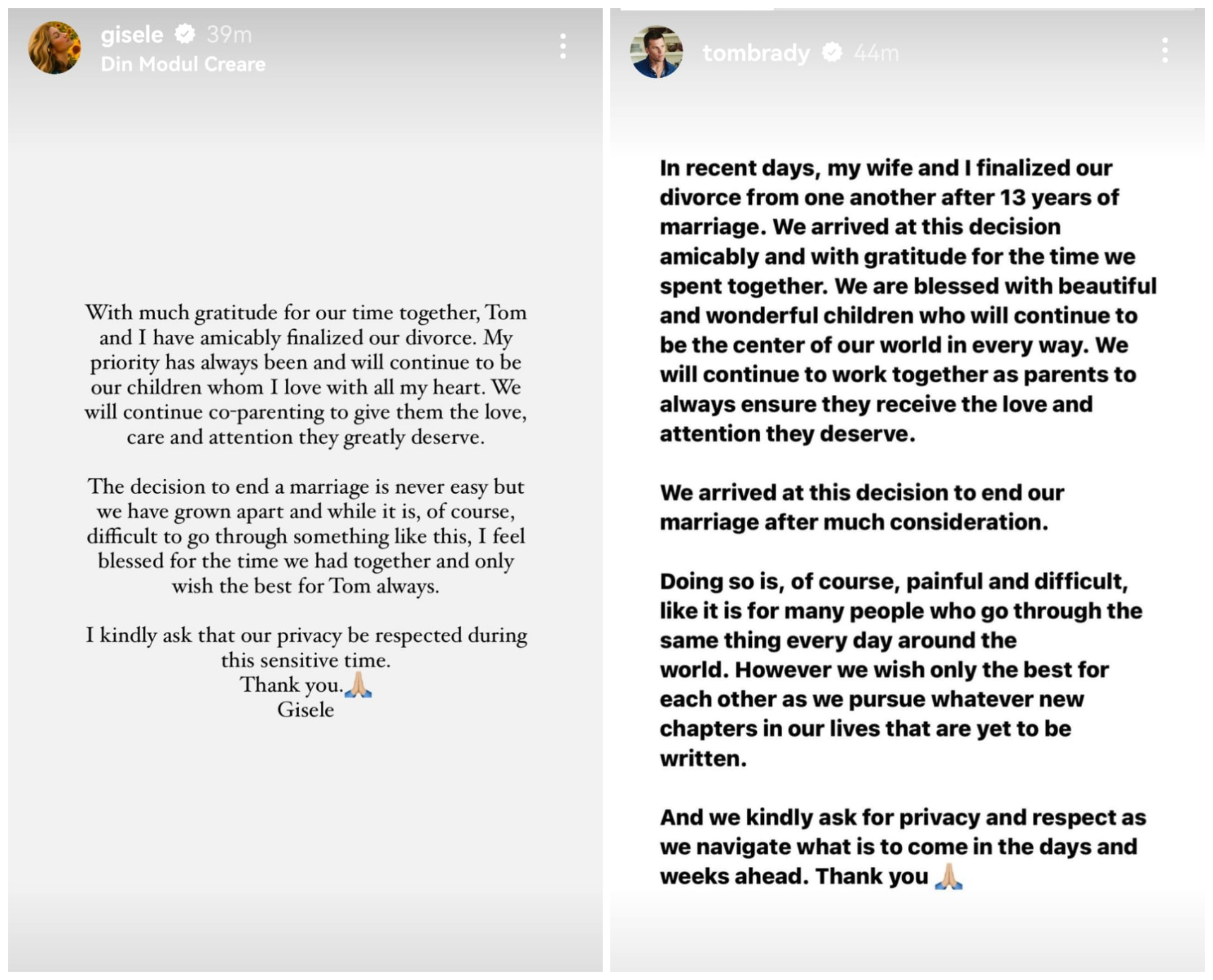Tom Brady și Gisele Bündchen au divorțat. Primele declarații despre despărțire: „Ne-am distanțat”