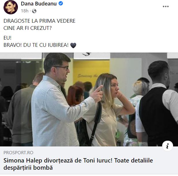 Ce spune Dana Budeanu despre divorțul Simonei Halep de Toni Iuruc: „Du-te cu iubirea”