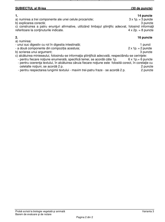 Subiecte Biologie și Anatomie la Bac 2026. Baremul de corectare a fost publicat