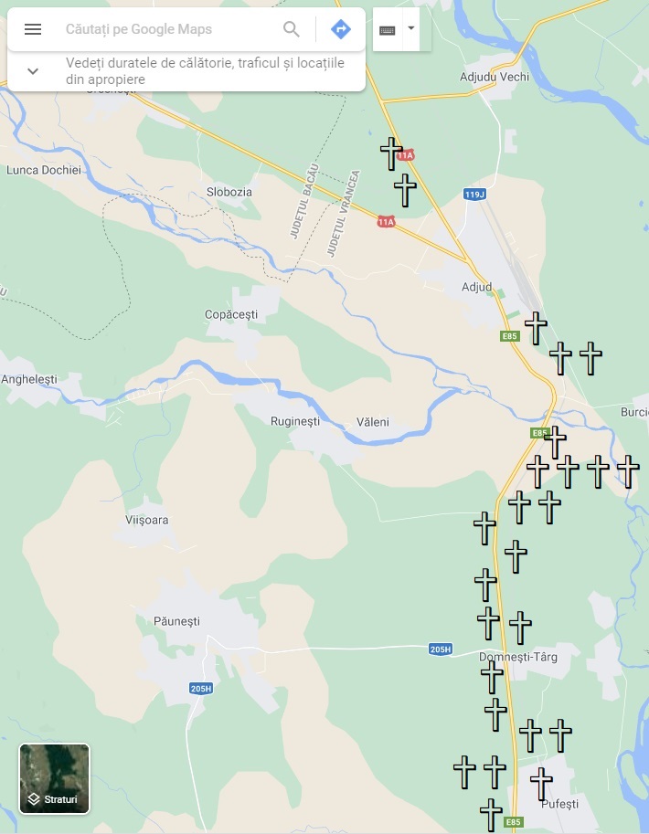 Drumul crucilor. Sunt 564 de cruci pe DN2 între București și Bacău, mai multe decât cele 550 de borne kilometrice dus-întors