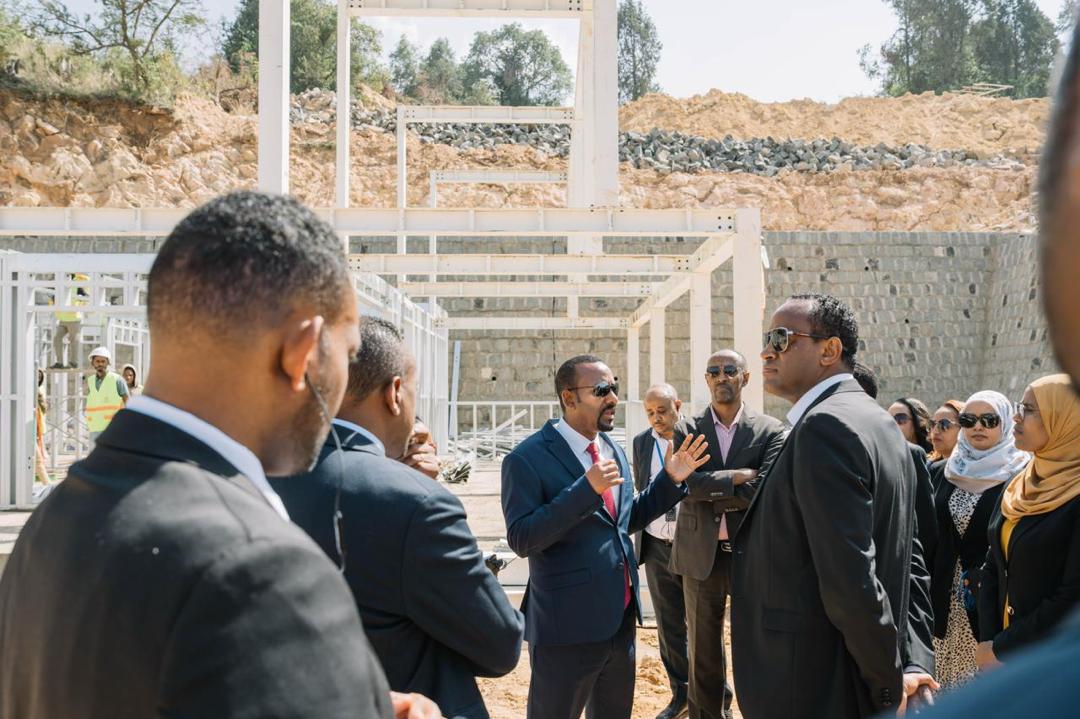 Prime Minister Abiy Ahmed and his council of ministers visit the 3D housing project [Source: X: @AbiyAhmedAli]