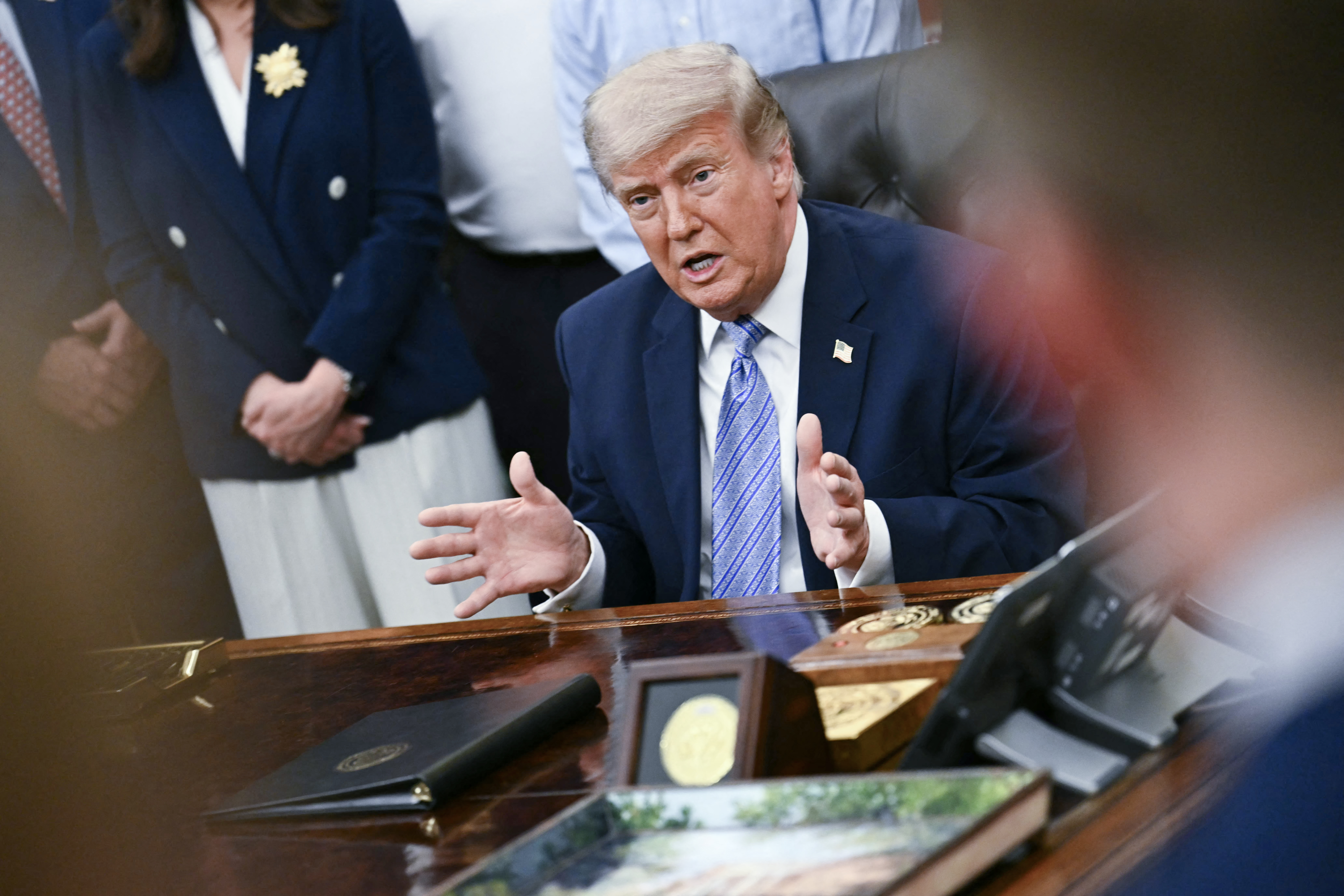 US President Donald Trump speaks during an announcement in the Oval Office of the White House in Washington, on May 21, 2026.
